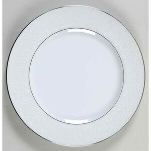 Wyndham Dinner Plate Bridal Lace 10-5/8" White Platinum Silver Trim Japan